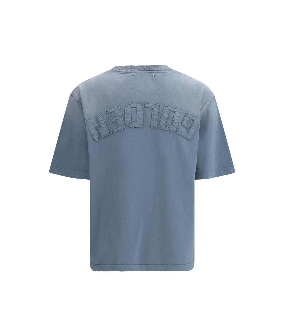 GOLDEN GOOSE DELUXE BRAND Синяя хлопковая футболка, фото 2