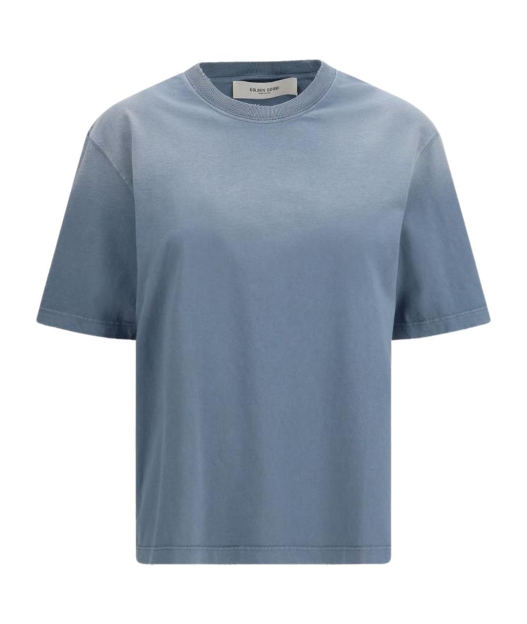 GOLDEN GOOSE DELUXE BRAND Синяя хлопковая футболка, фото 4