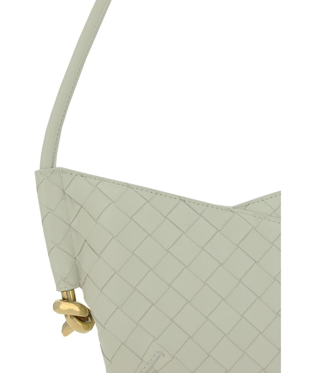 BOTTEGA VENETA Белая кожаная сумка через плечо, фото 4