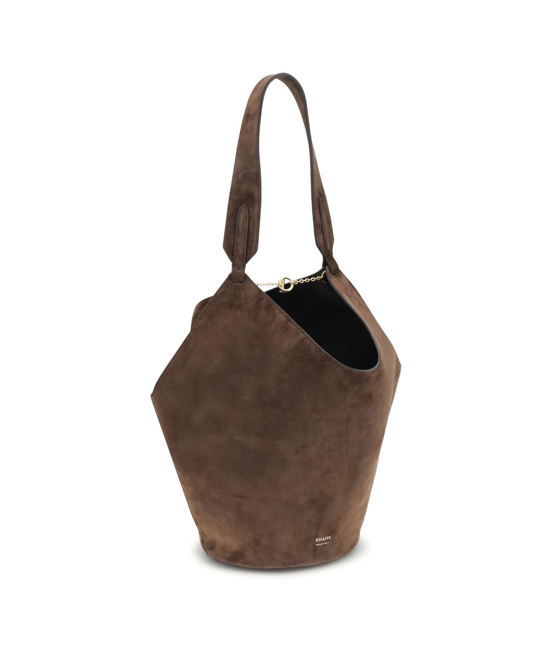 KHAITE Коричневая замшевая сумка тоут, фото 2