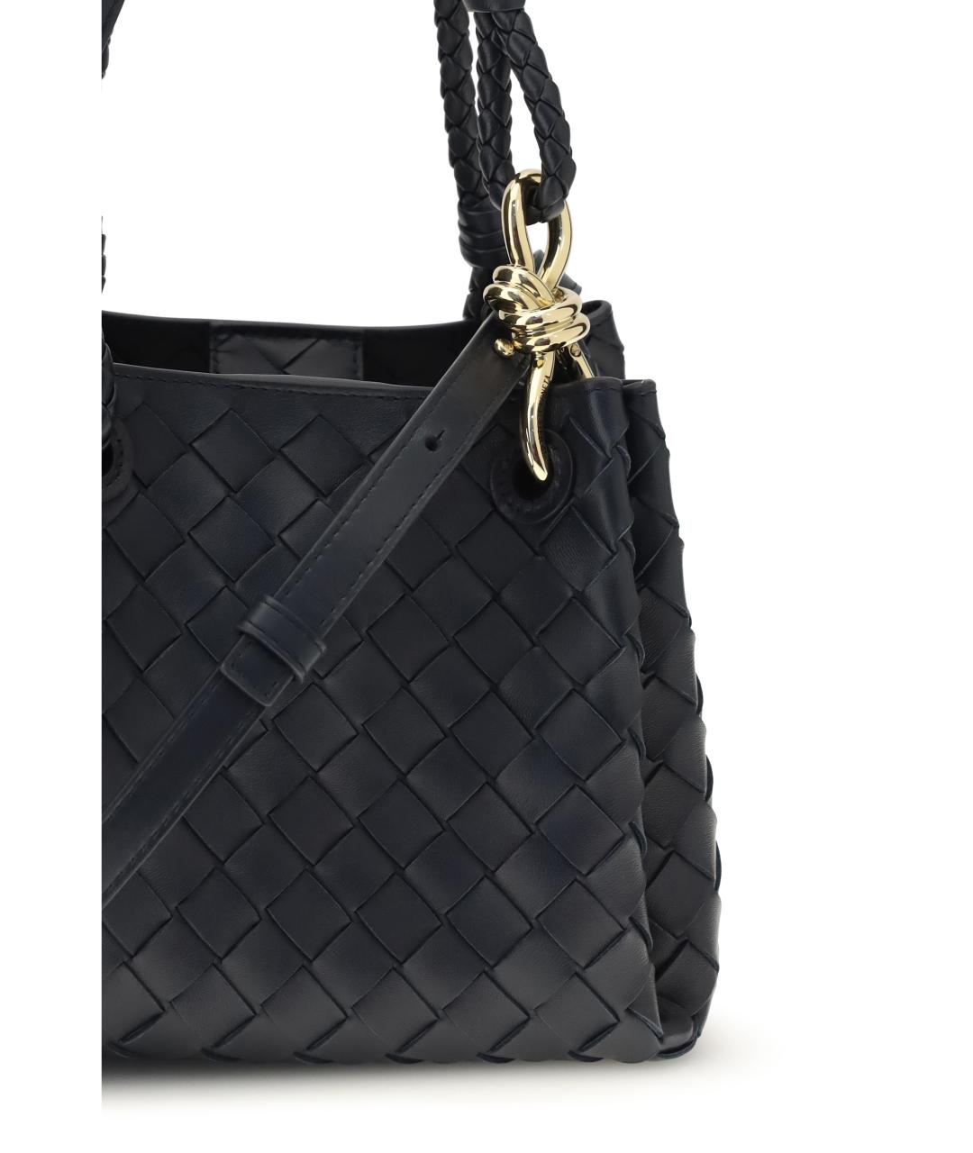 BOTTEGA VENETA Темно-синяя кожаная сумка тоут, фото 4