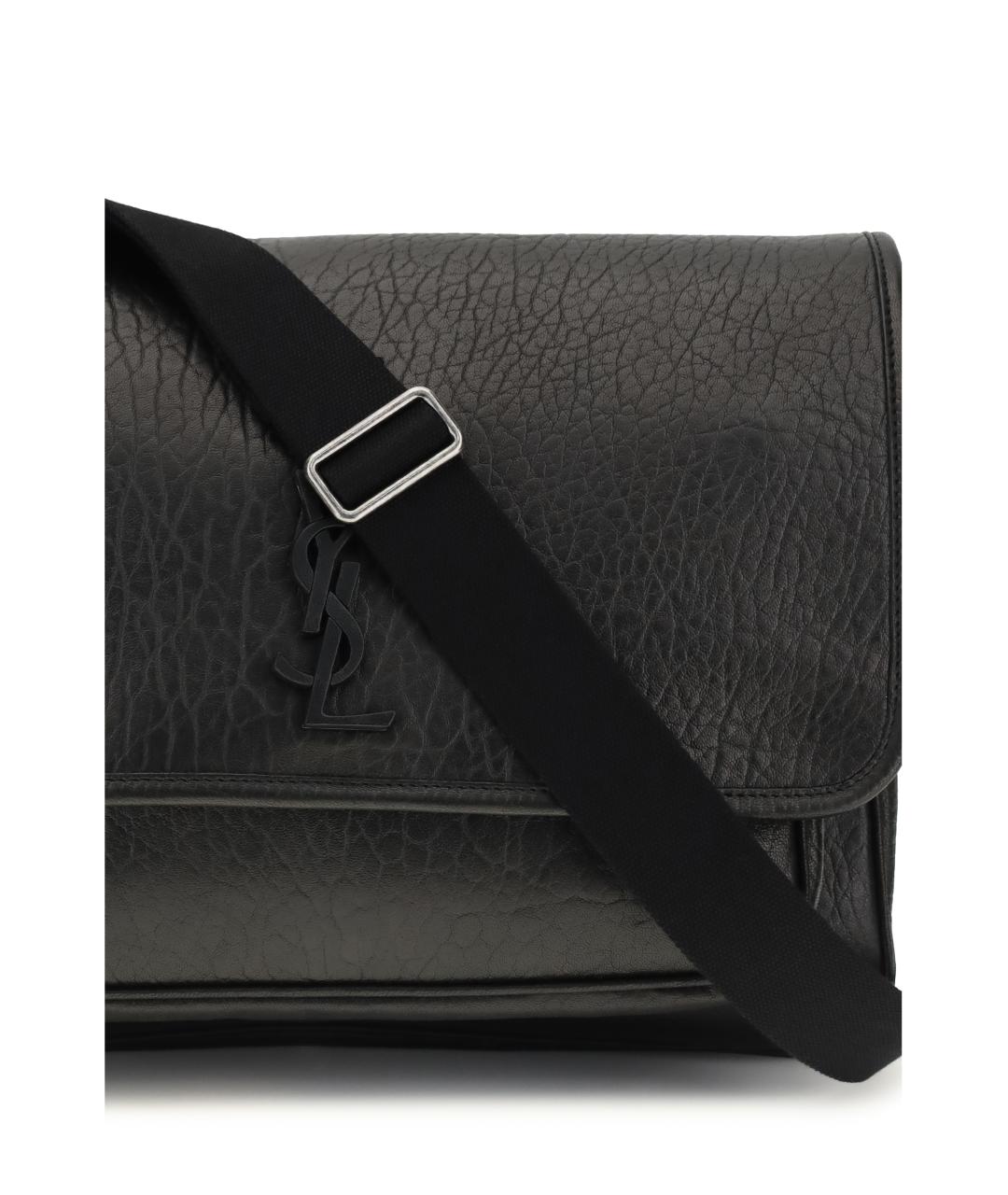 SAINT LAURENT Черная кожаная сумка на плечо, фото 4