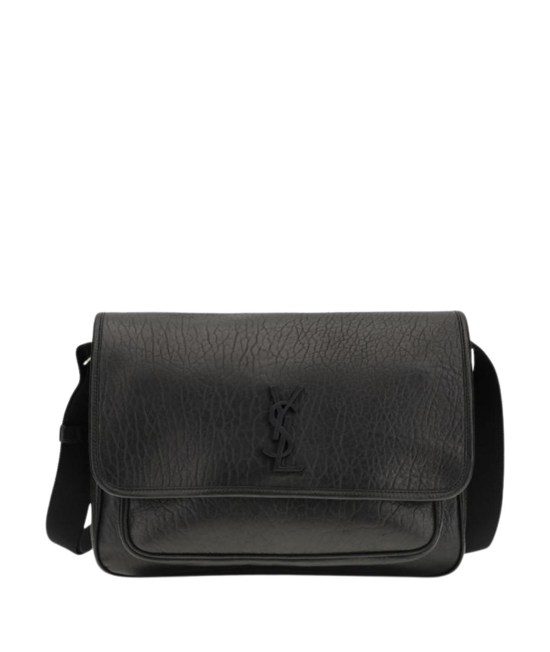 SAINT LAURENT Черная кожаная сумка на плечо, фото 1