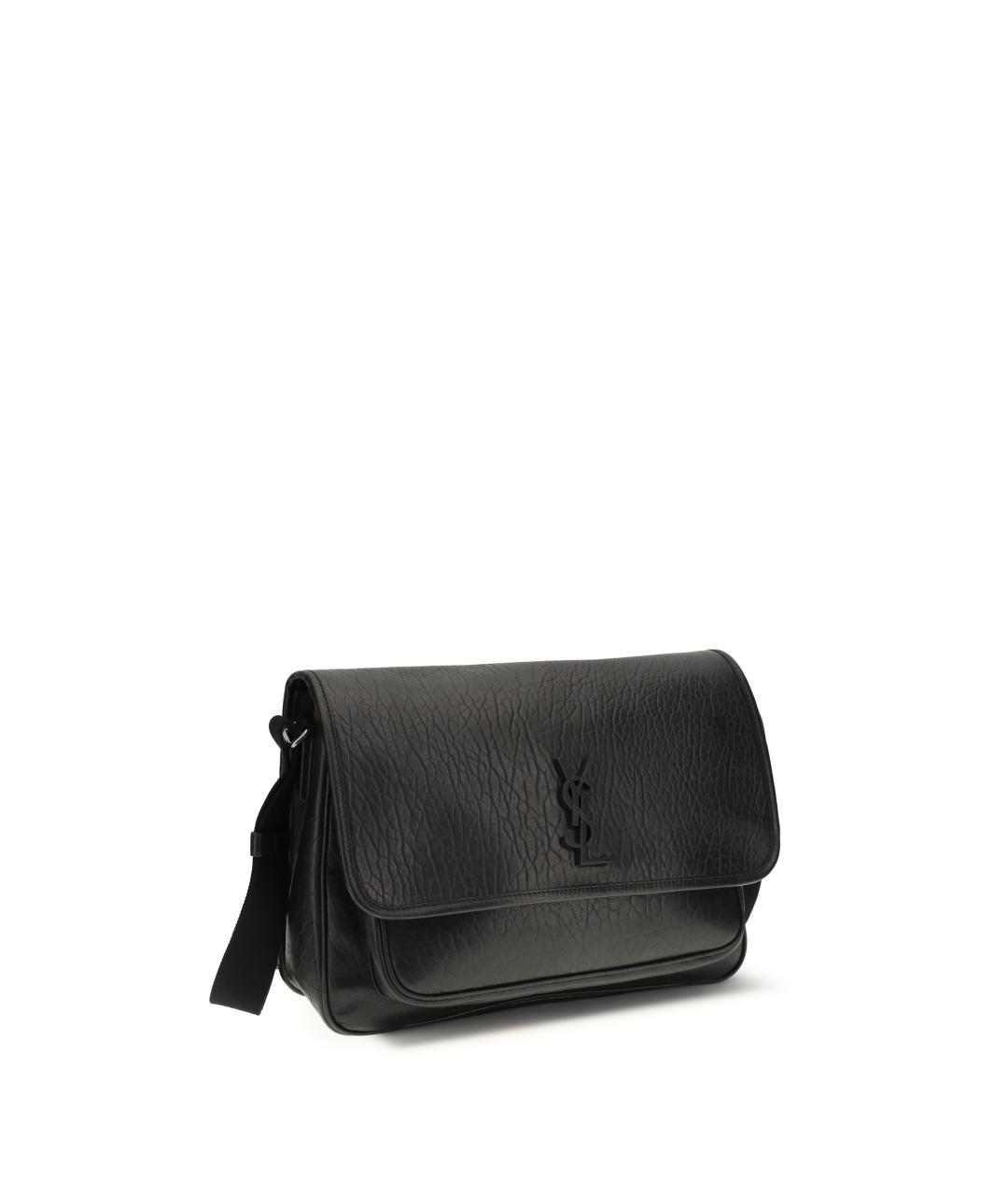 SAINT LAURENT Черная кожаная сумка на плечо, фото 2