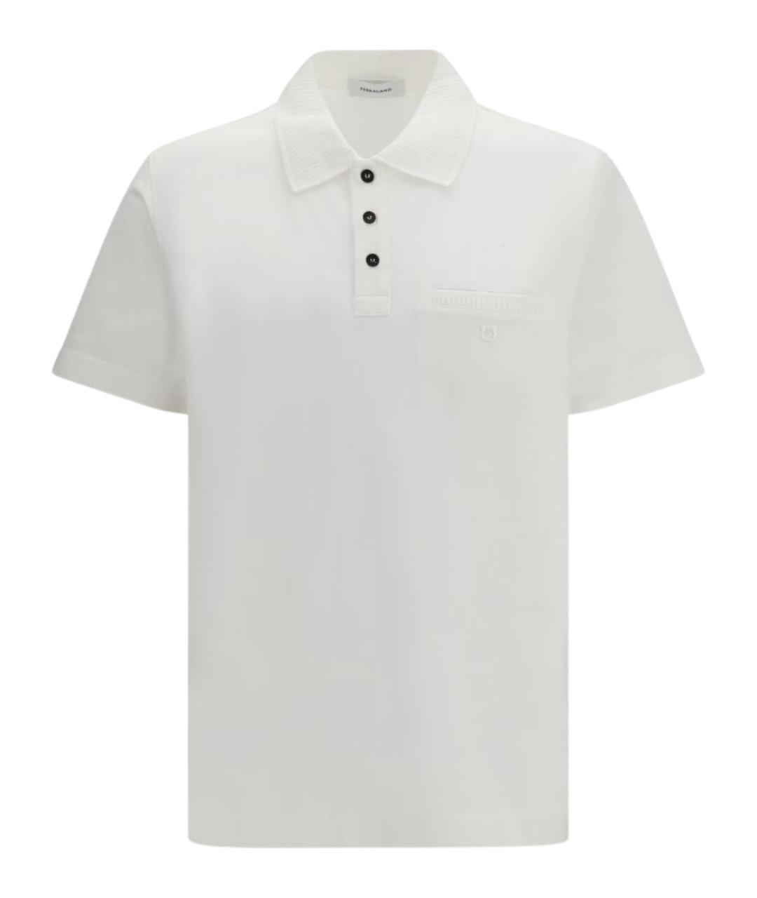 FERRAGAMO Белое хлопковое поло с коротким рукавом, фото 1