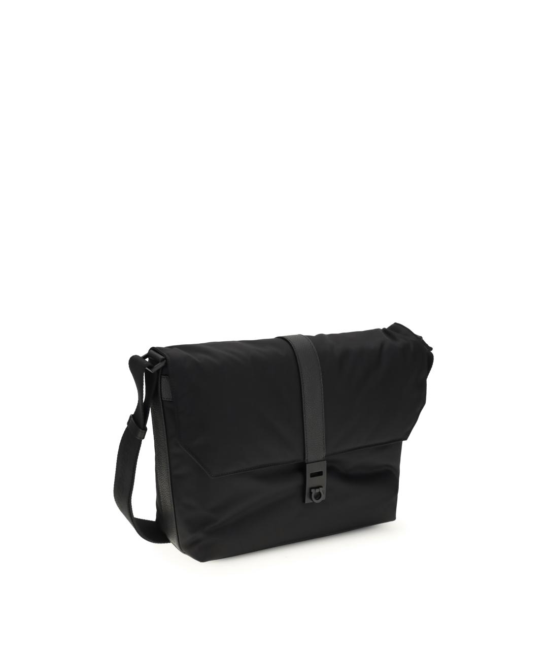 FERRAGAMO Черная тканевая сумка на плечо, фото 2