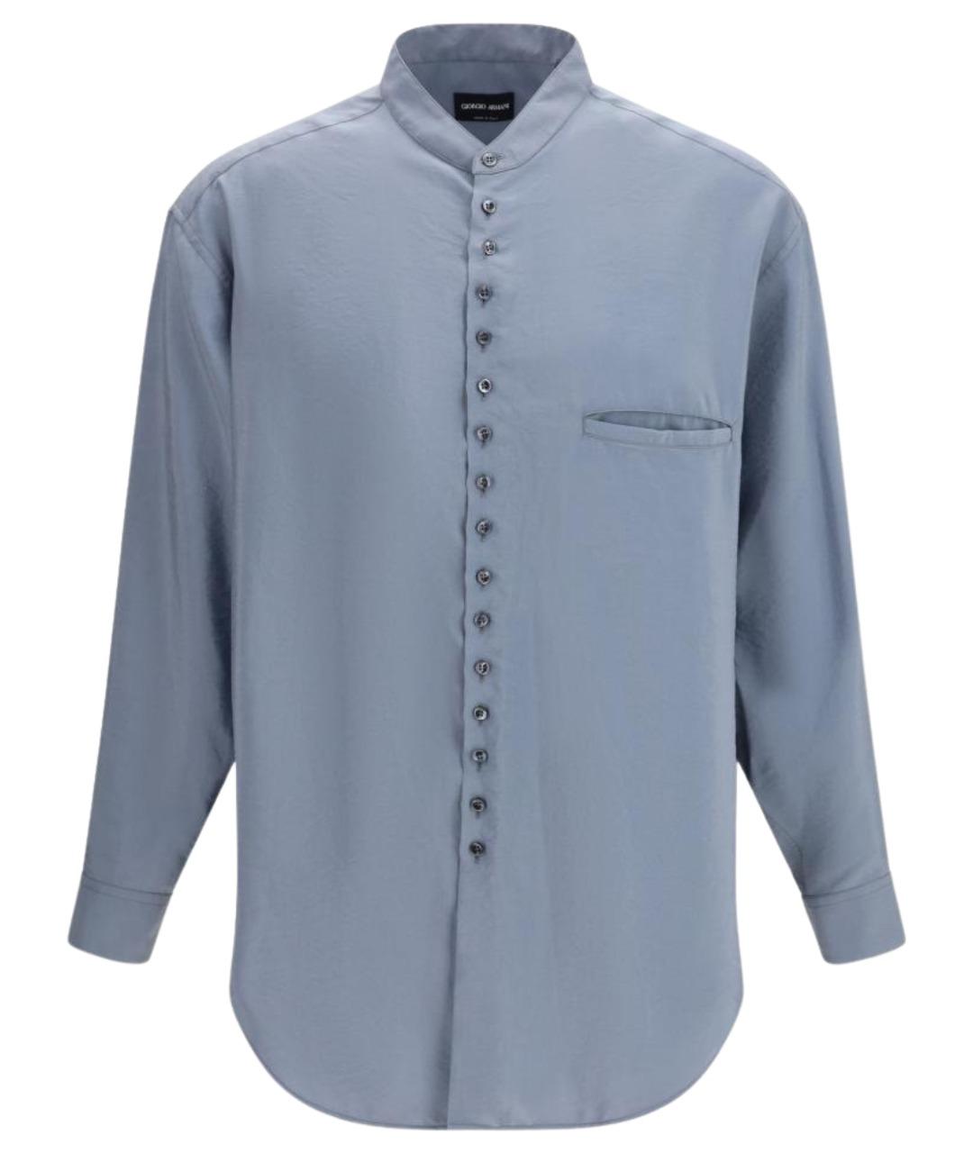 GIORGIO ARMANI Голубая шелковая кэжуал рубашка, фото 1
