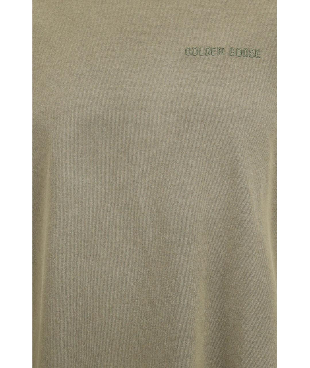 GOLDEN GOOSE DELUXE BRAND Зеленая хлопковая футболка, фото 3