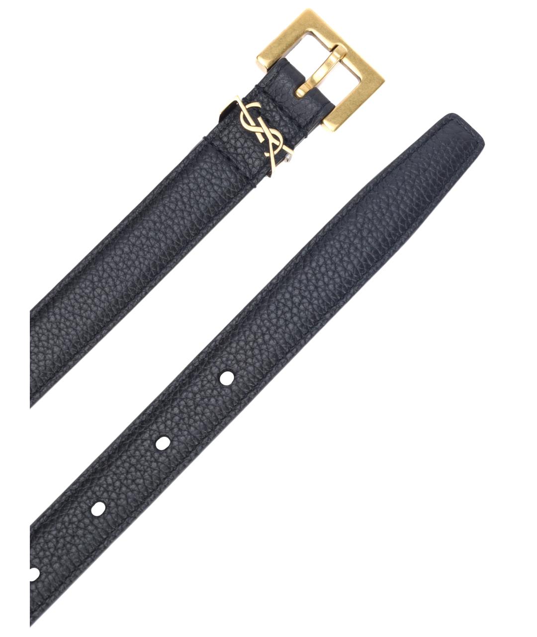 SAINT LAURENT Черный кожаный ремень, фото 3