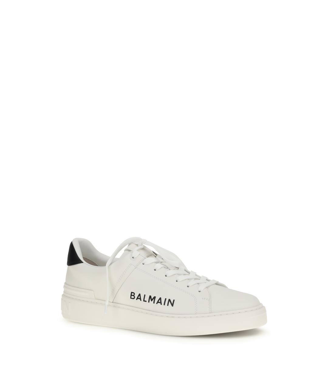 BALMAIN Белые кожаные низкие кроссовки / кеды, фото 2