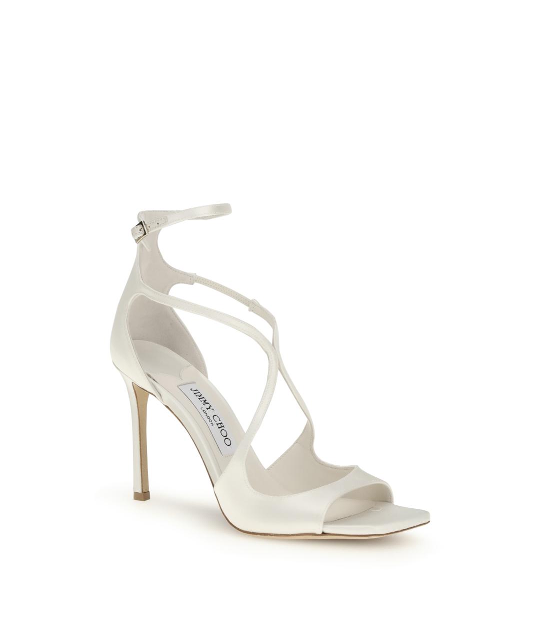 JIMMY CHOO Белые текстильные босоножки, фото 2