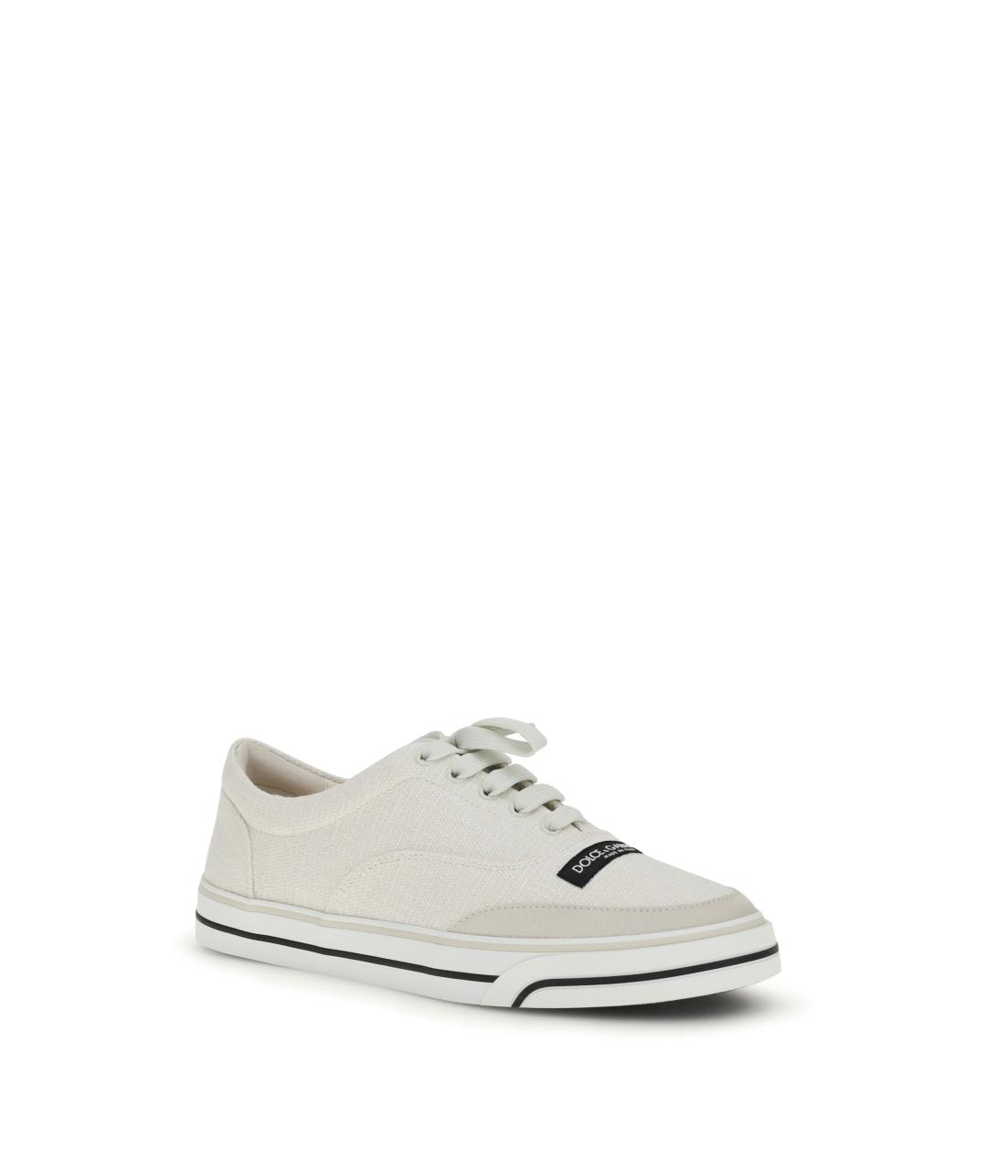 DOLCE&GABBANA Белые текстильные низкие кроссовки / кеды, фото 2