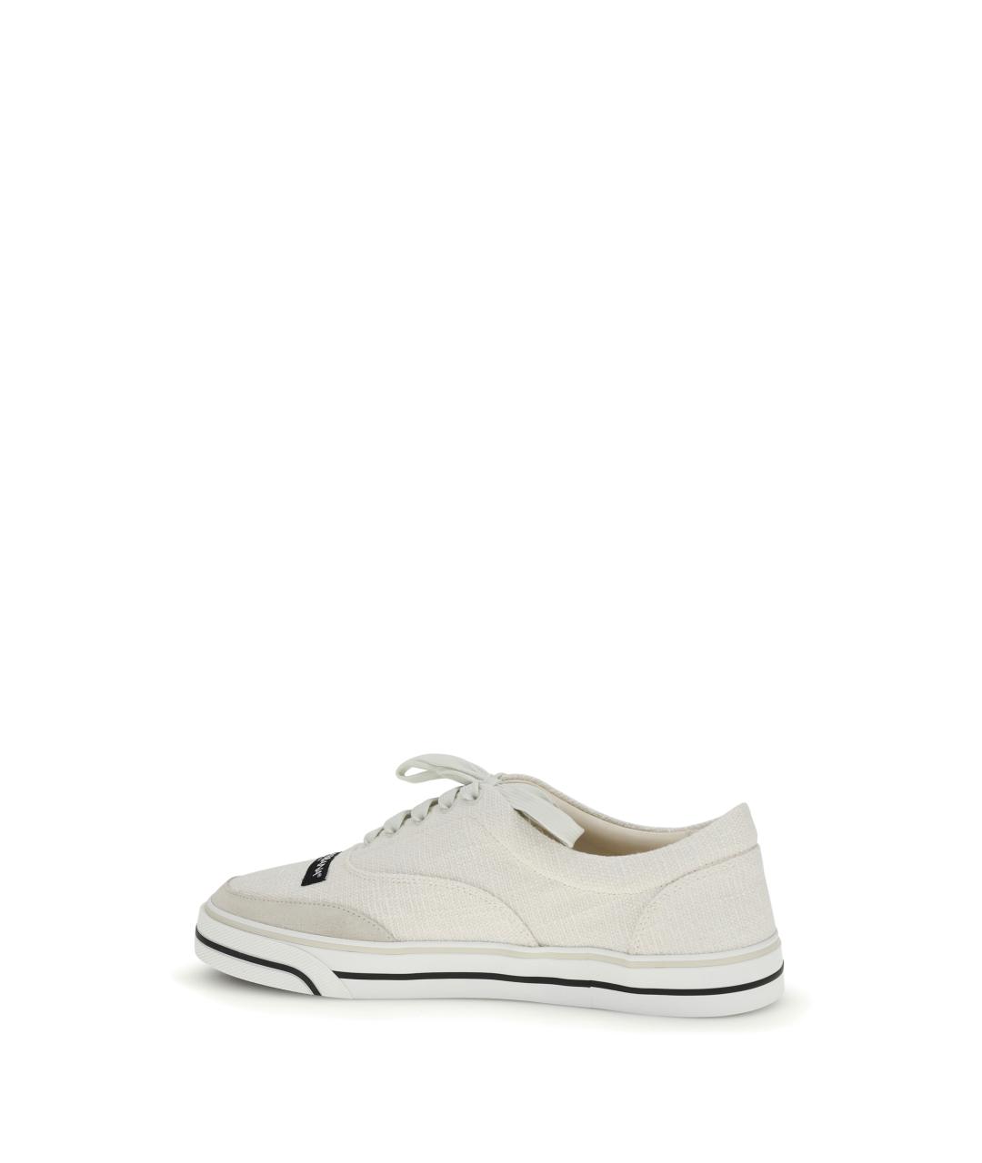 DOLCE&GABBANA Белые текстильные низкие кроссовки / кеды, фото 3