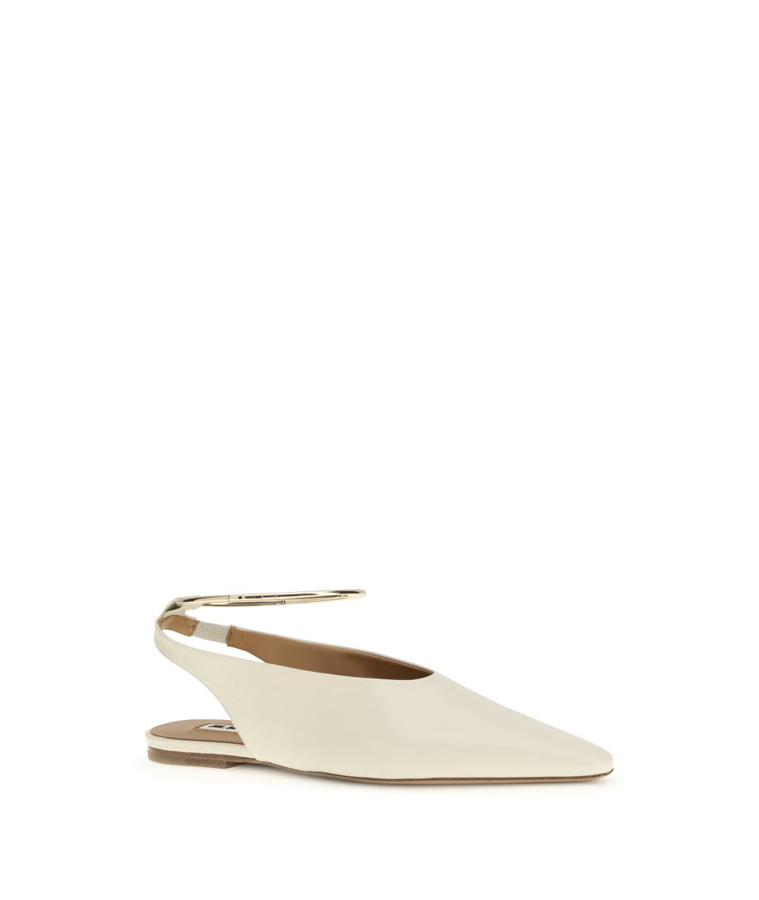 JIL SANDER Белые кожаные балетки, фото 2