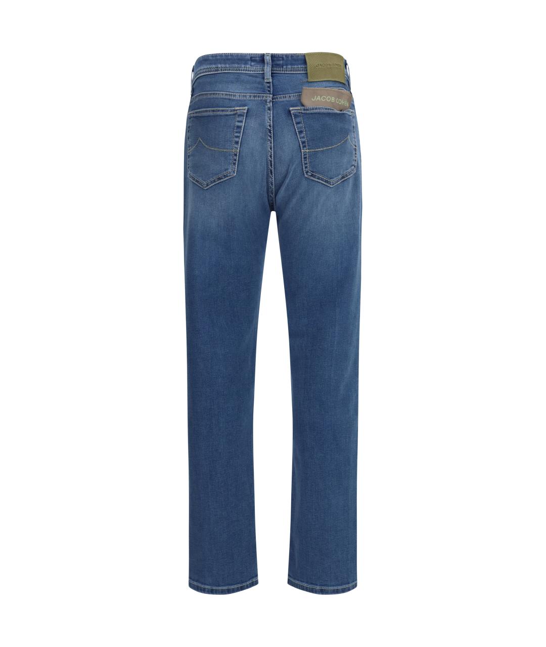 JACOB COHEN Синие хлопко-эластановые прямые джинсы, фото 2