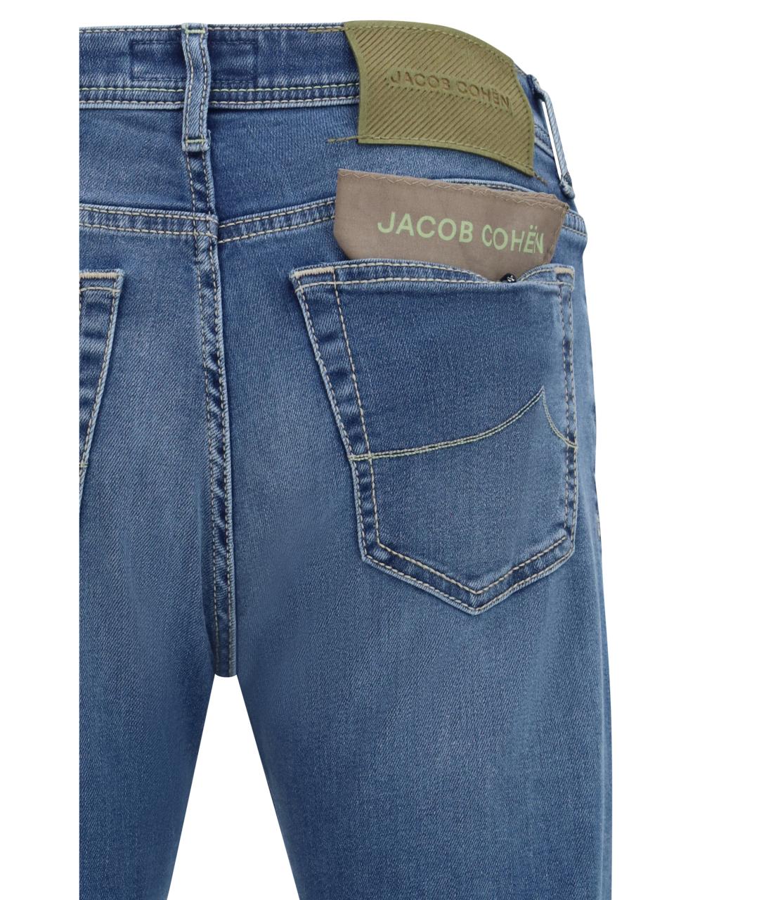 JACOB COHEN Синие хлопко-эластановые прямые джинсы, фото 3