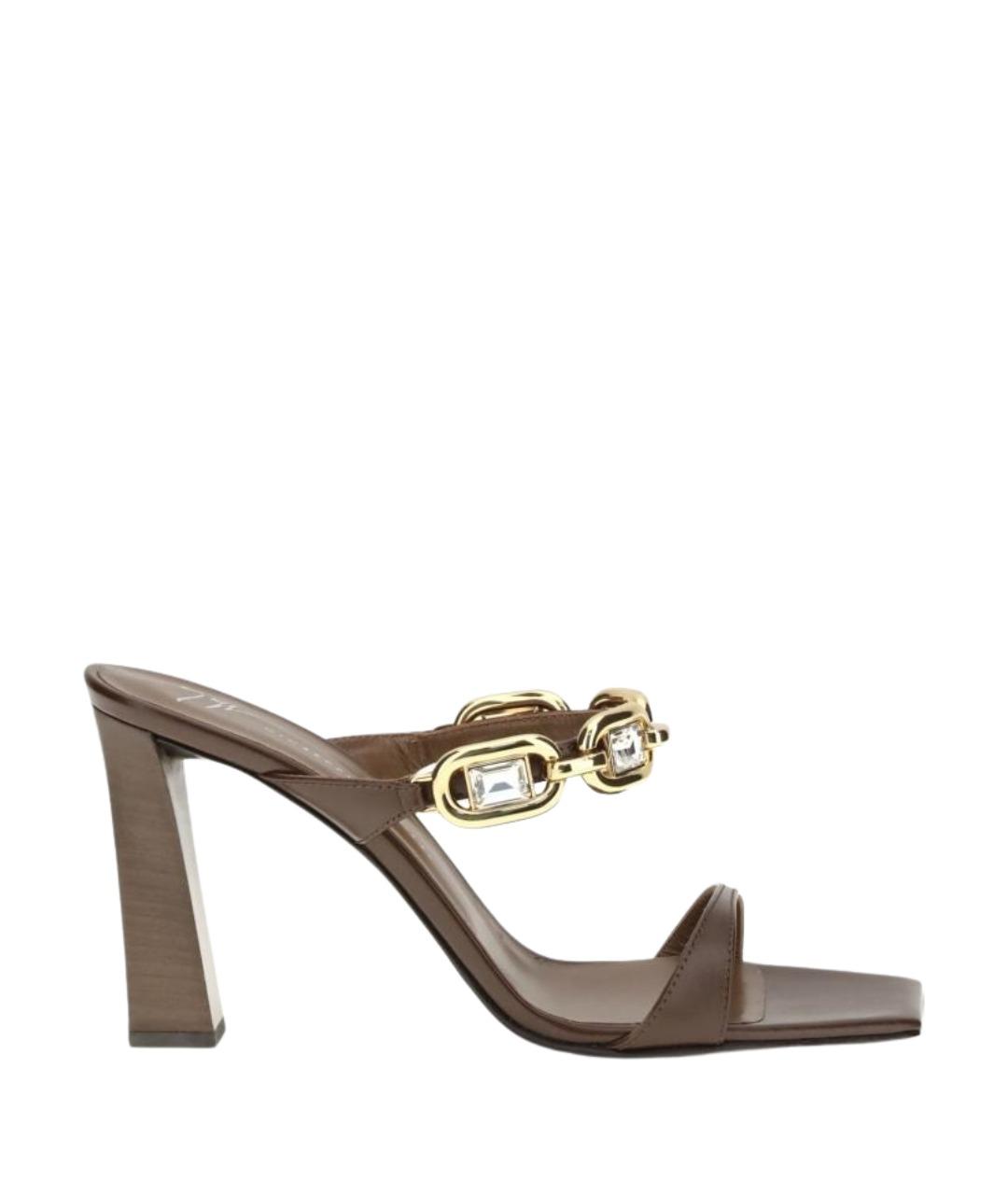 GIUSEPPE ZANOTTI DESIGN Коричневые кожаные мюли, фото 1