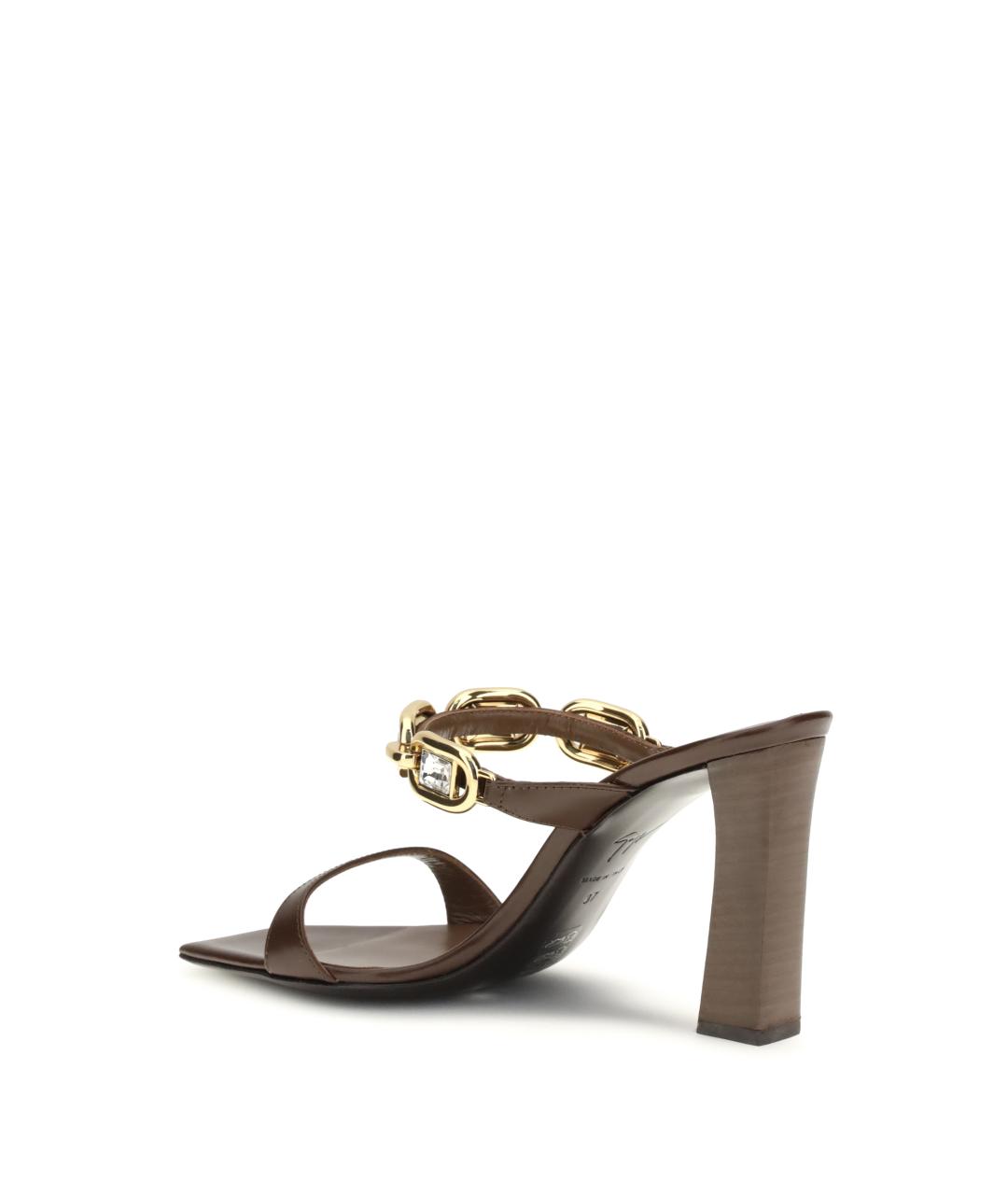 GIUSEPPE ZANOTTI DESIGN Коричневые кожаные мюли, фото 3