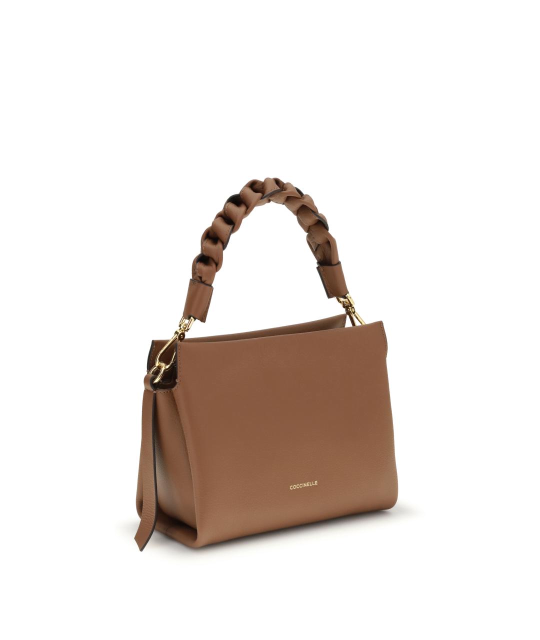 COCCINELLE Коричневая кожаная сумка с короткими ручками, фото 2