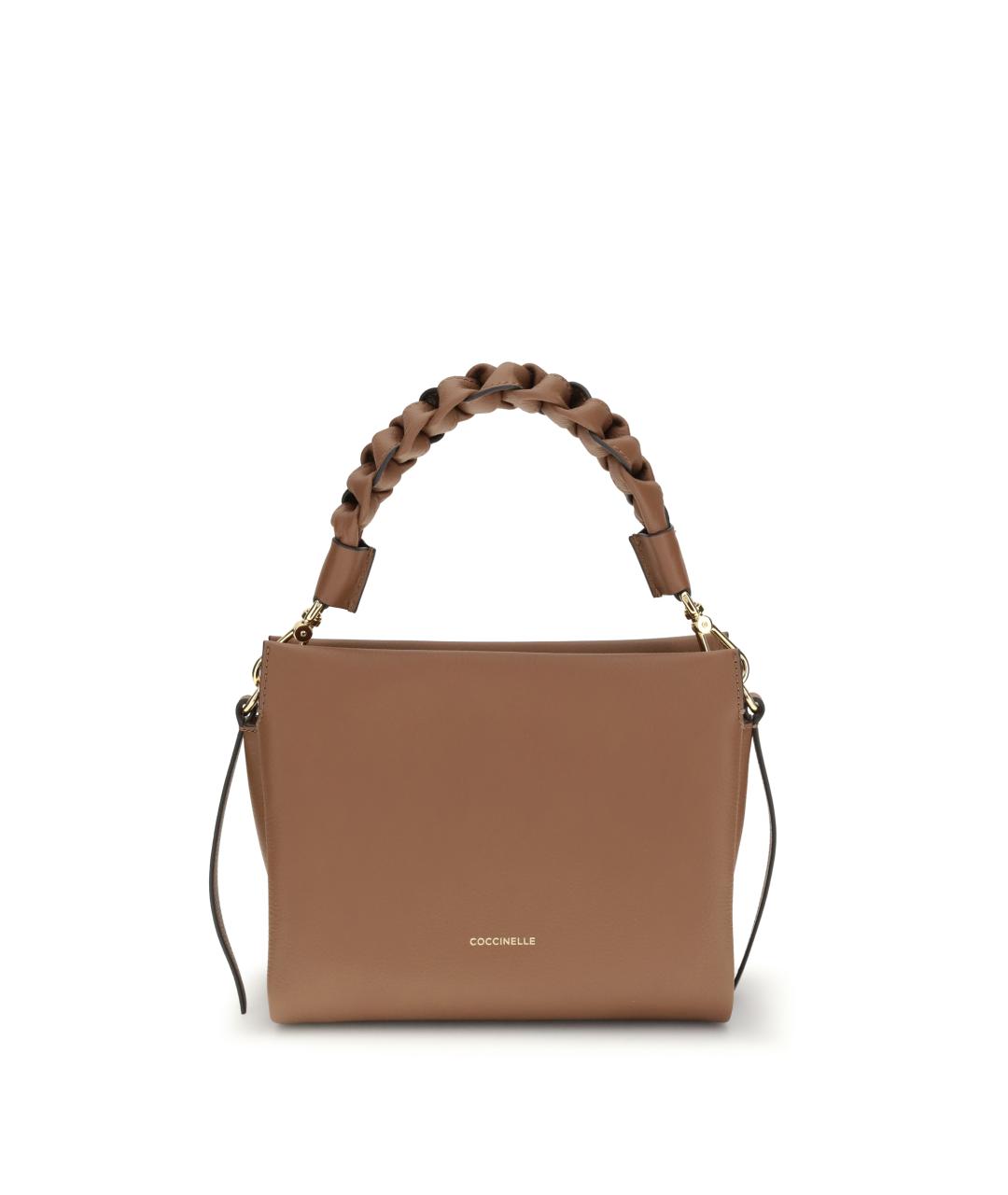 COCCINELLE Коричневая кожаная сумка с короткими ручками, фото 1