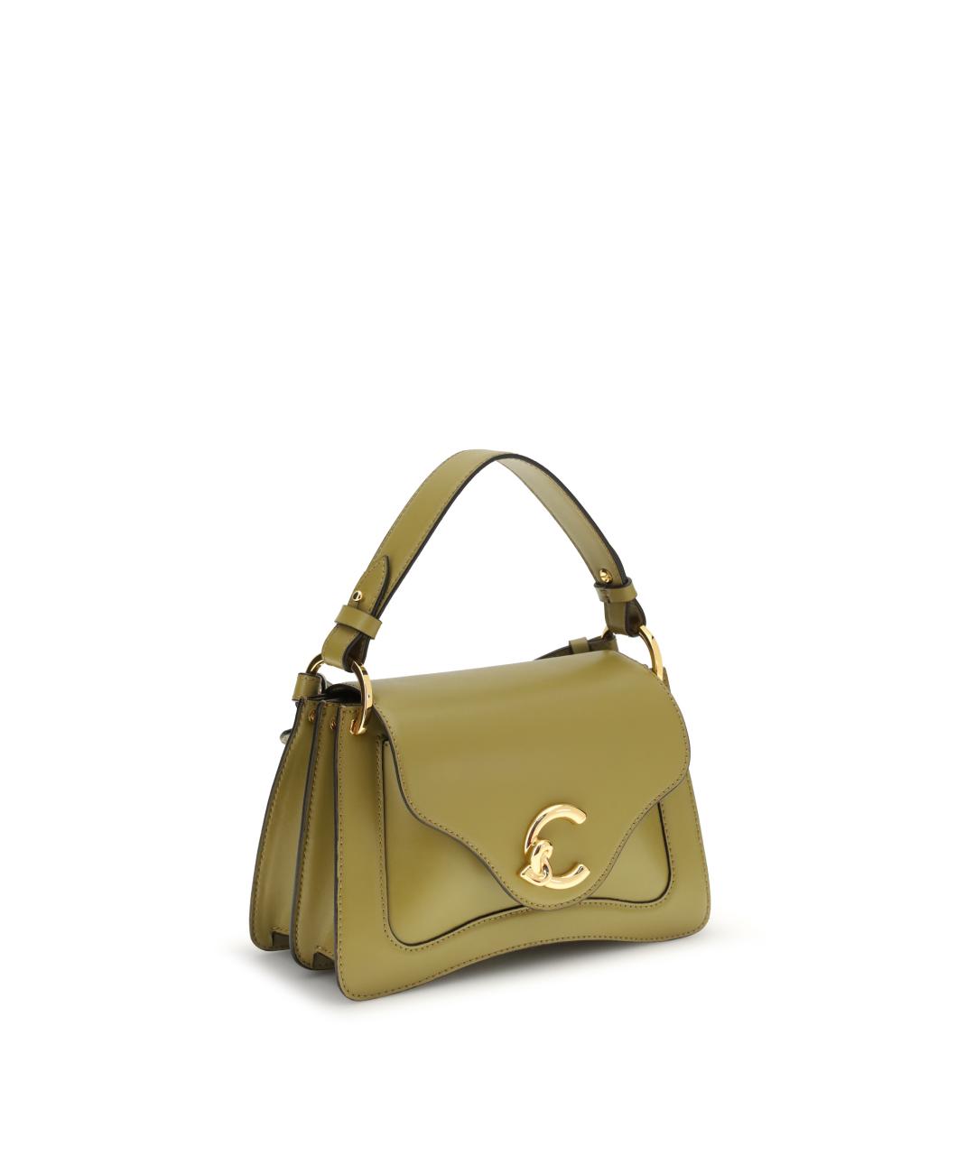 COCCINELLE Зеленая кожаная сумка с короткими ручками, фото 2