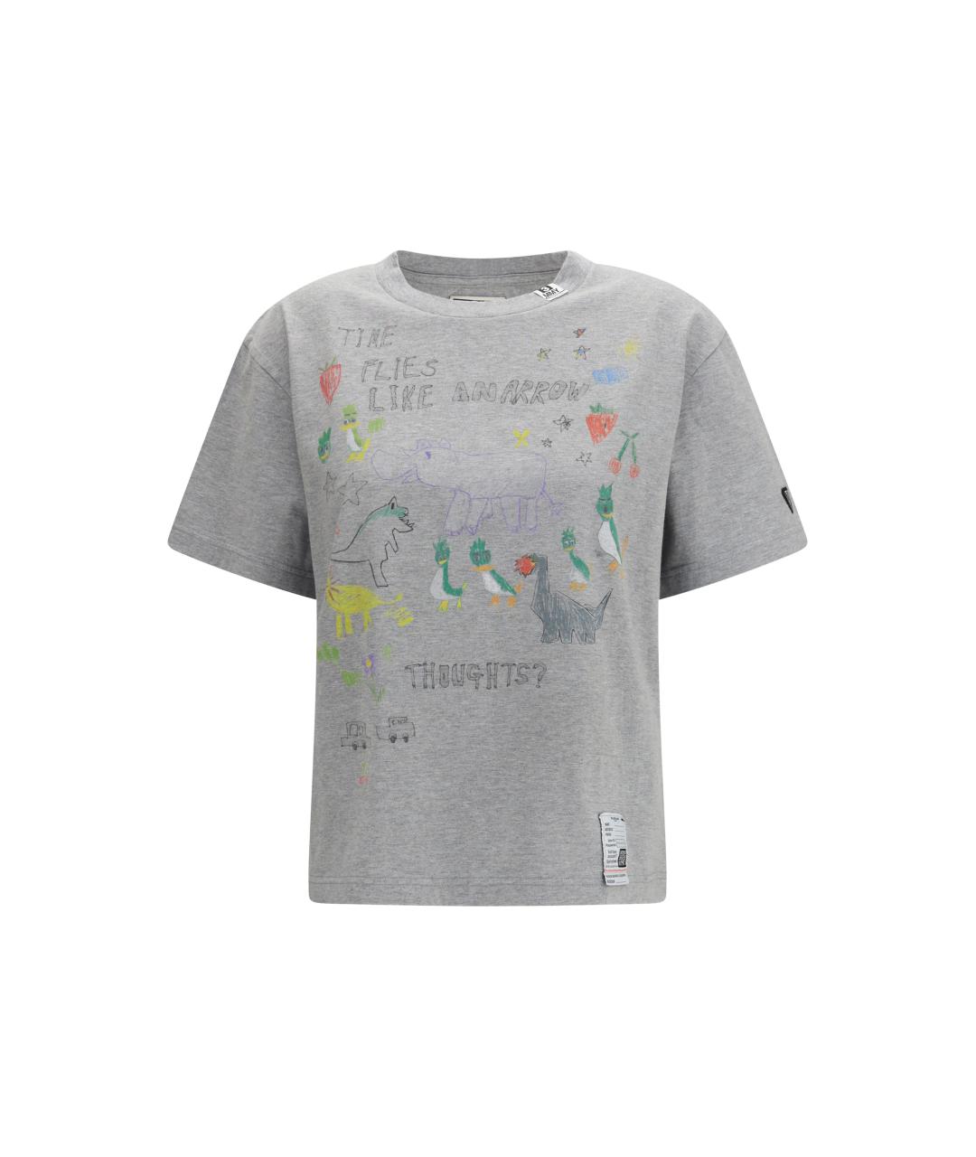 MAISON MIHARA YASUHIRO Серая хлопковая футболка, фото 4