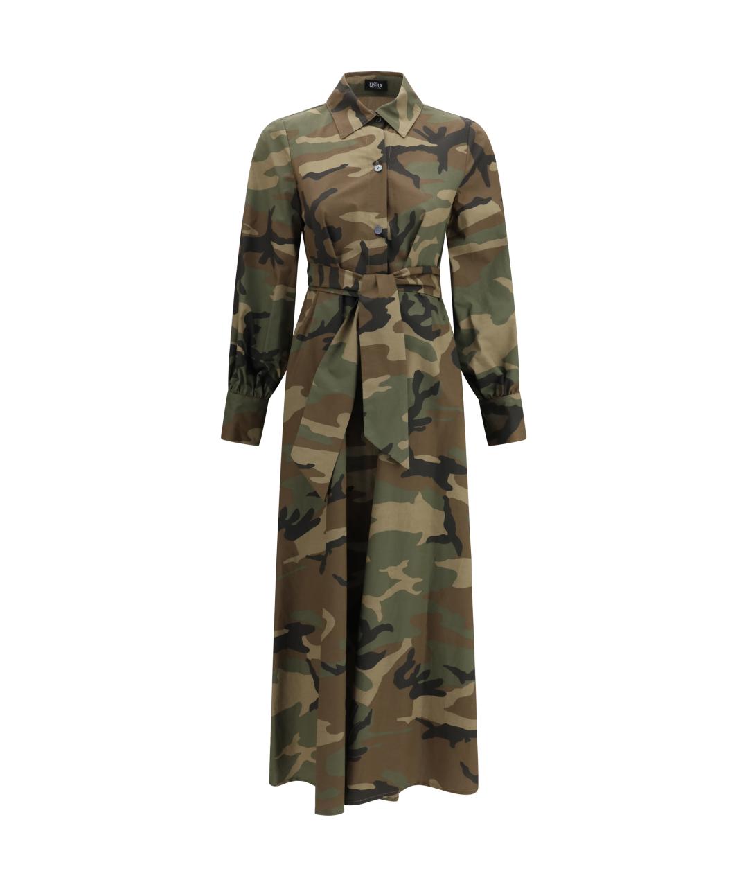 ELLA Хаки хлопковое повседневное платье, фото 1