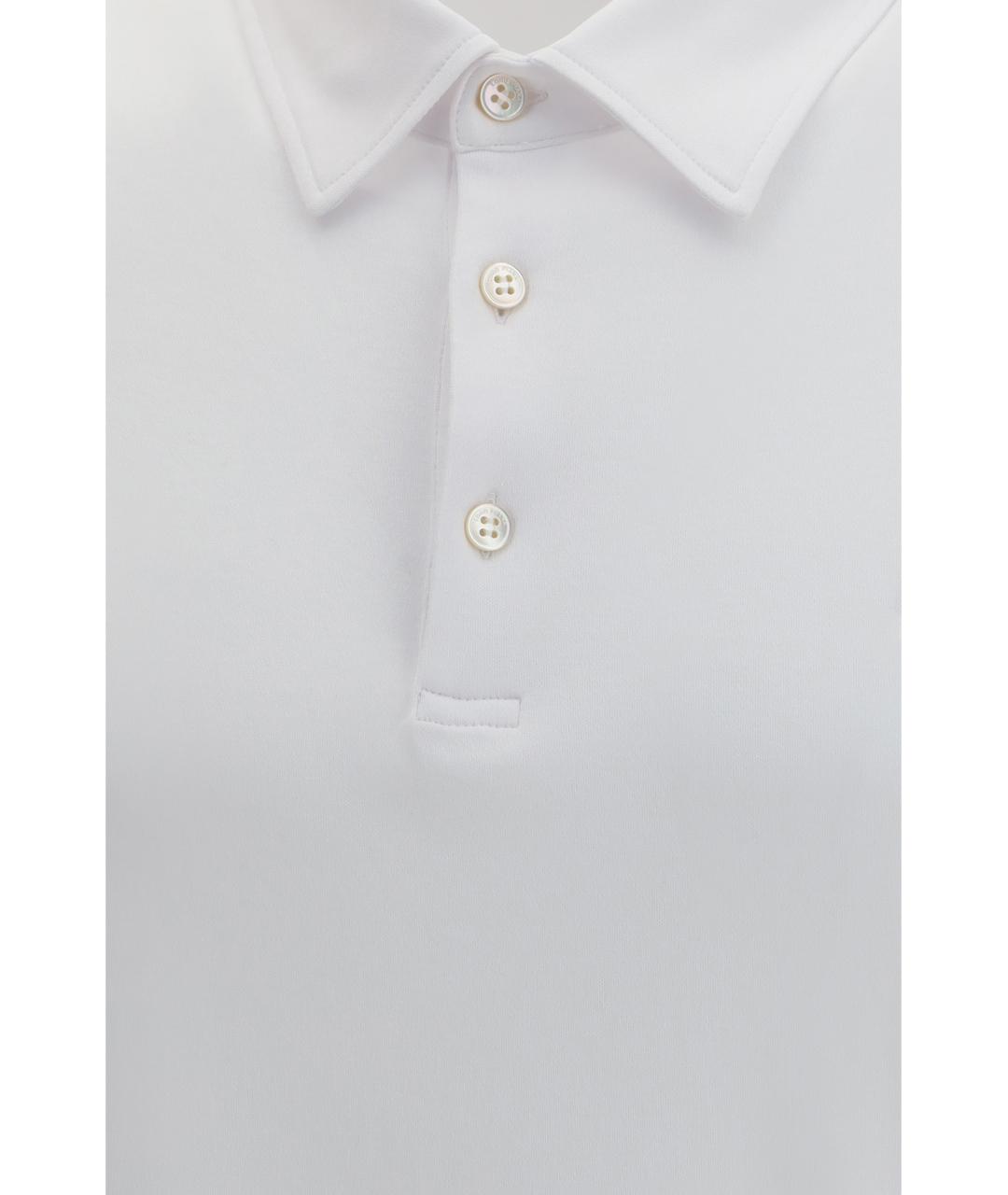 LORO PIANA Белое хлопковое поло с коротким рукавом, фото 3