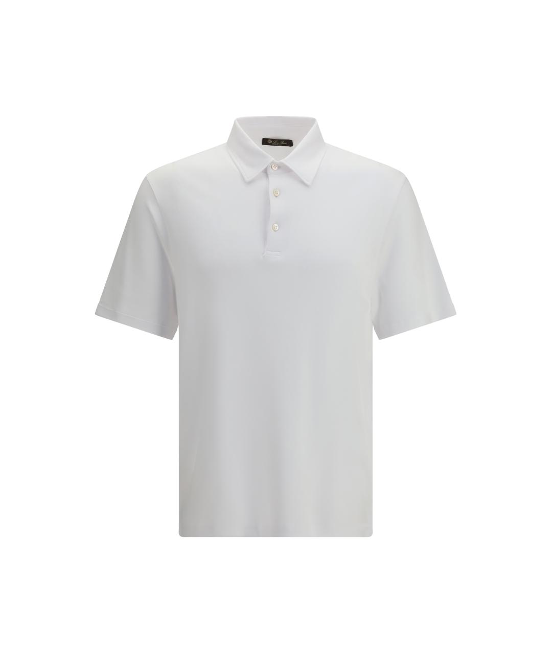 LORO PIANA Белое хлопковое поло с коротким рукавом, фото 1