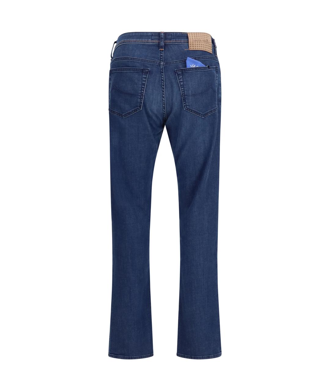 JACOB COHEN Синие хлопковые прямые джинсы, фото 2