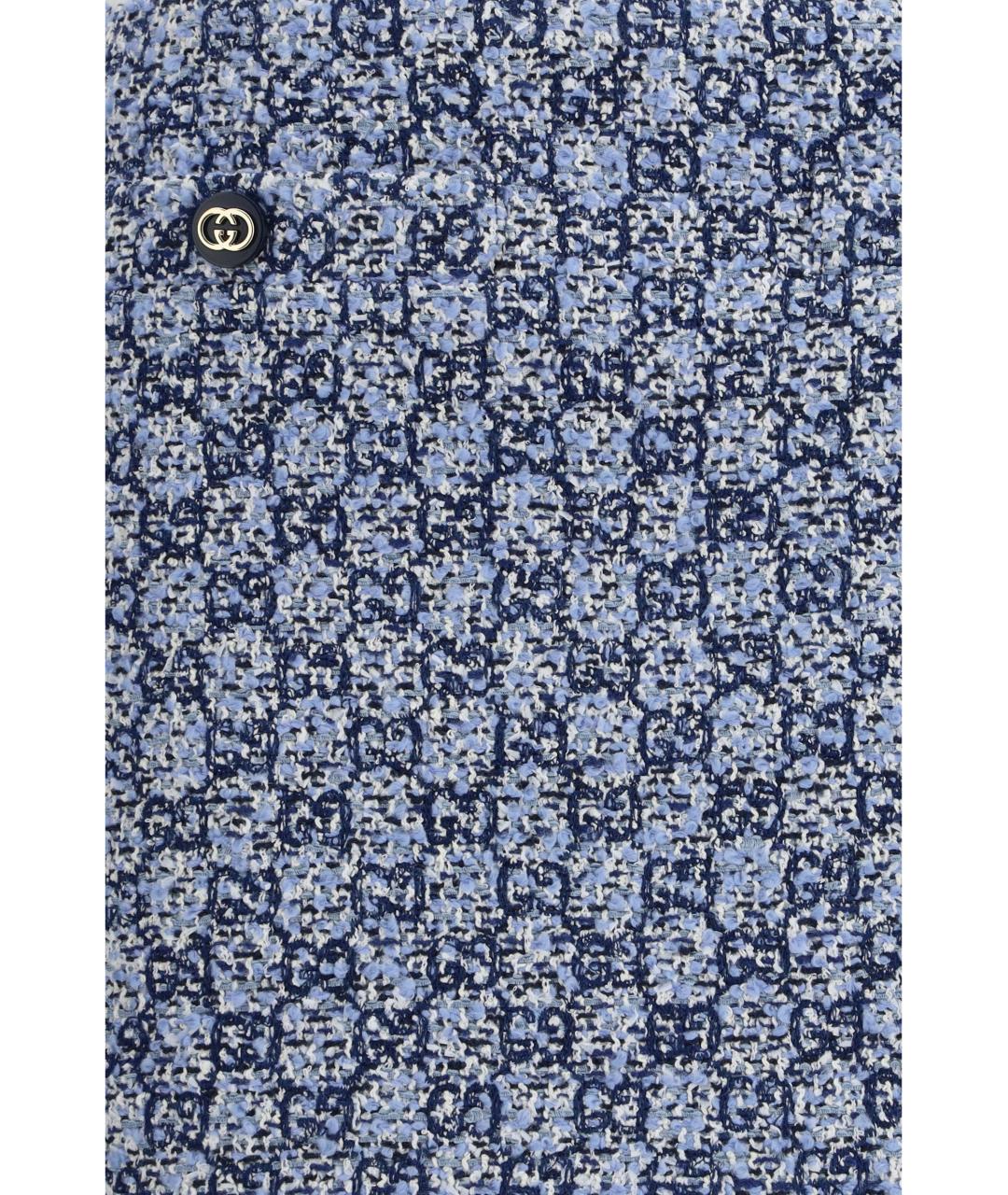 GUCCI Синяя хлопковая юбка мини, фото 3