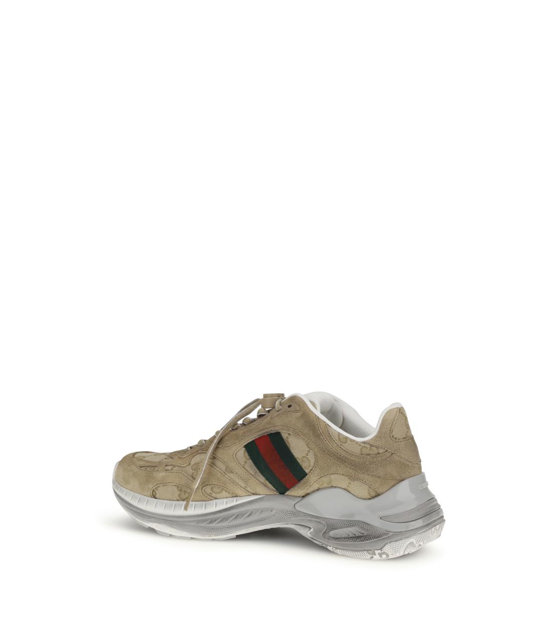 GUCCI Бежевые кожаные низкие кроссовки / кеды, фото 3