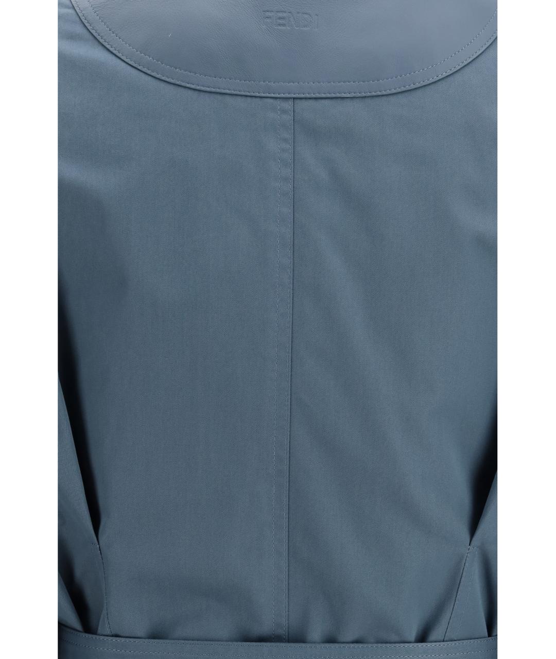 FENDI Голубой хлопковый тренч/плащ, фото 3