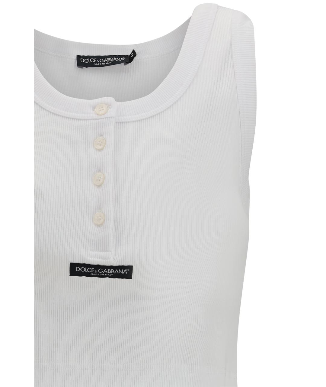 DOLCE&GABBANA Белая хлопковая майка, фото 3