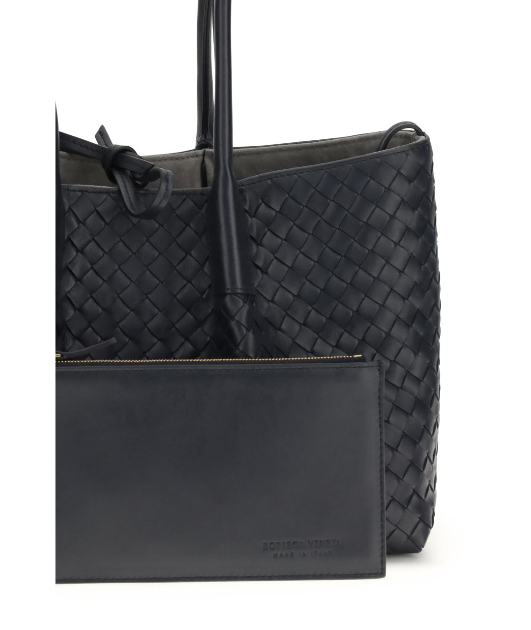 BOTTEGA VENETA Темно-синяя кожаная сумка тоут, фото 4