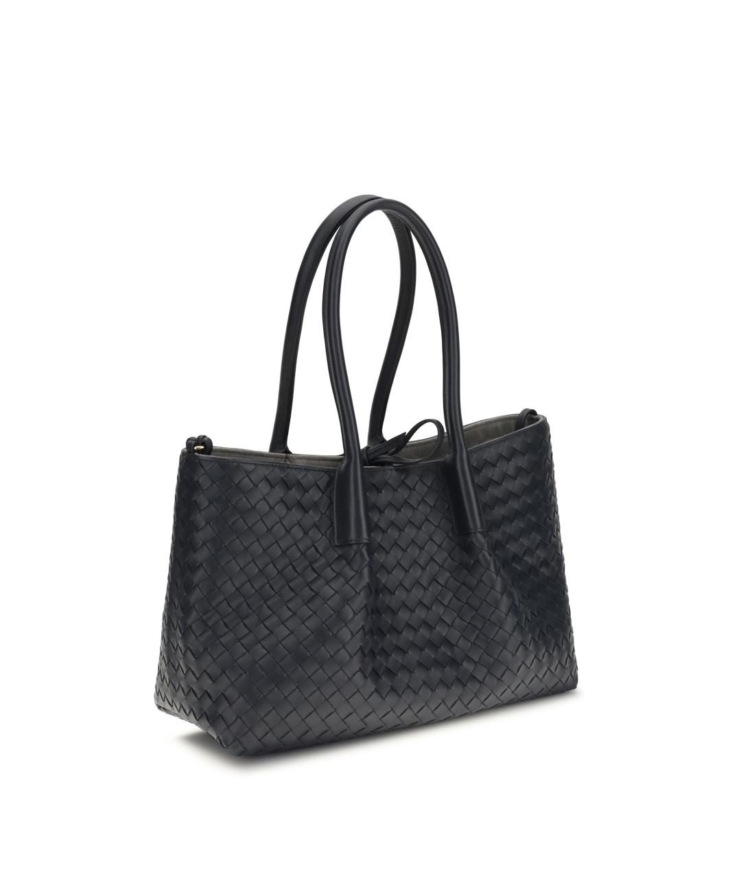 BOTTEGA VENETA Темно-синяя кожаная сумка тоут, фото 2