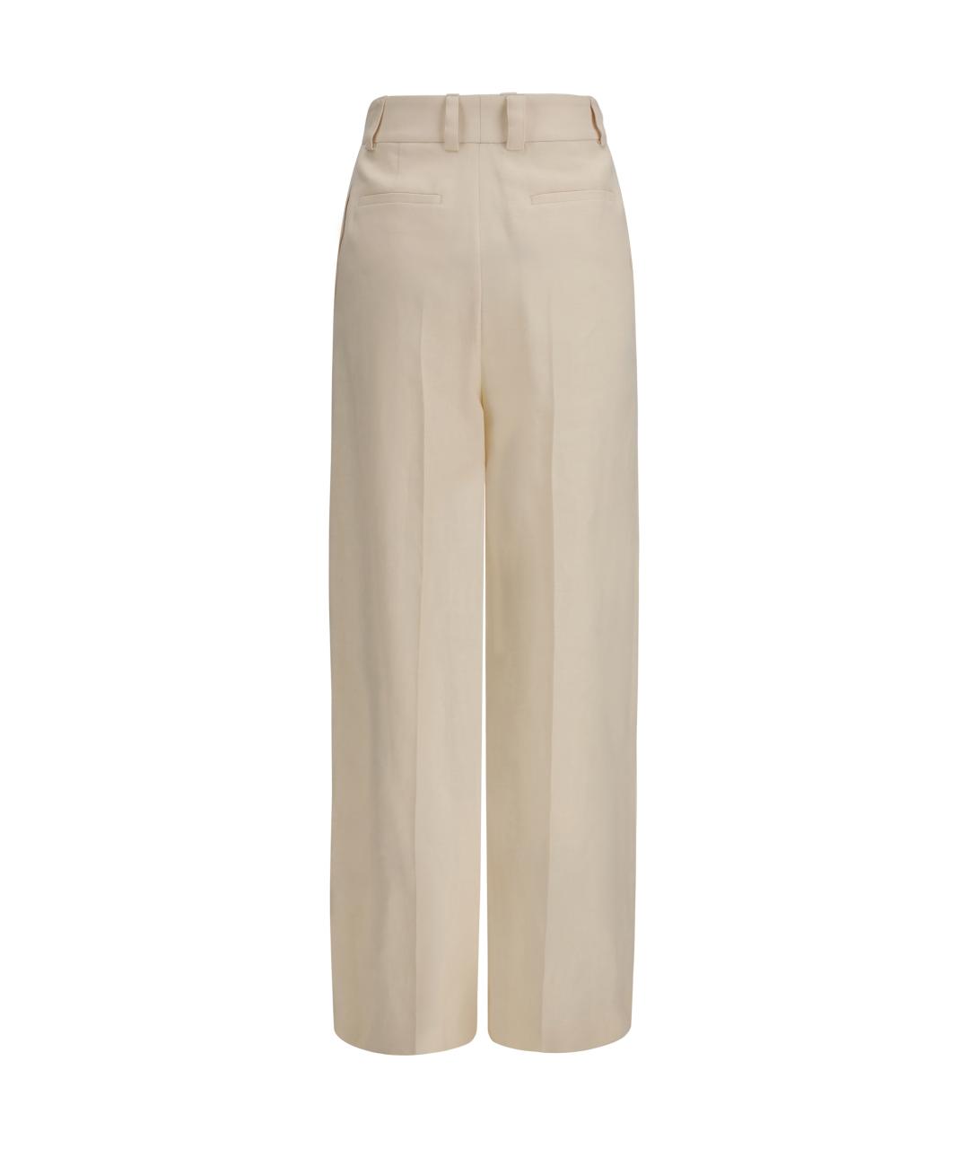 LORO PIANA Бежевые льняные прямые брюки, фото 2