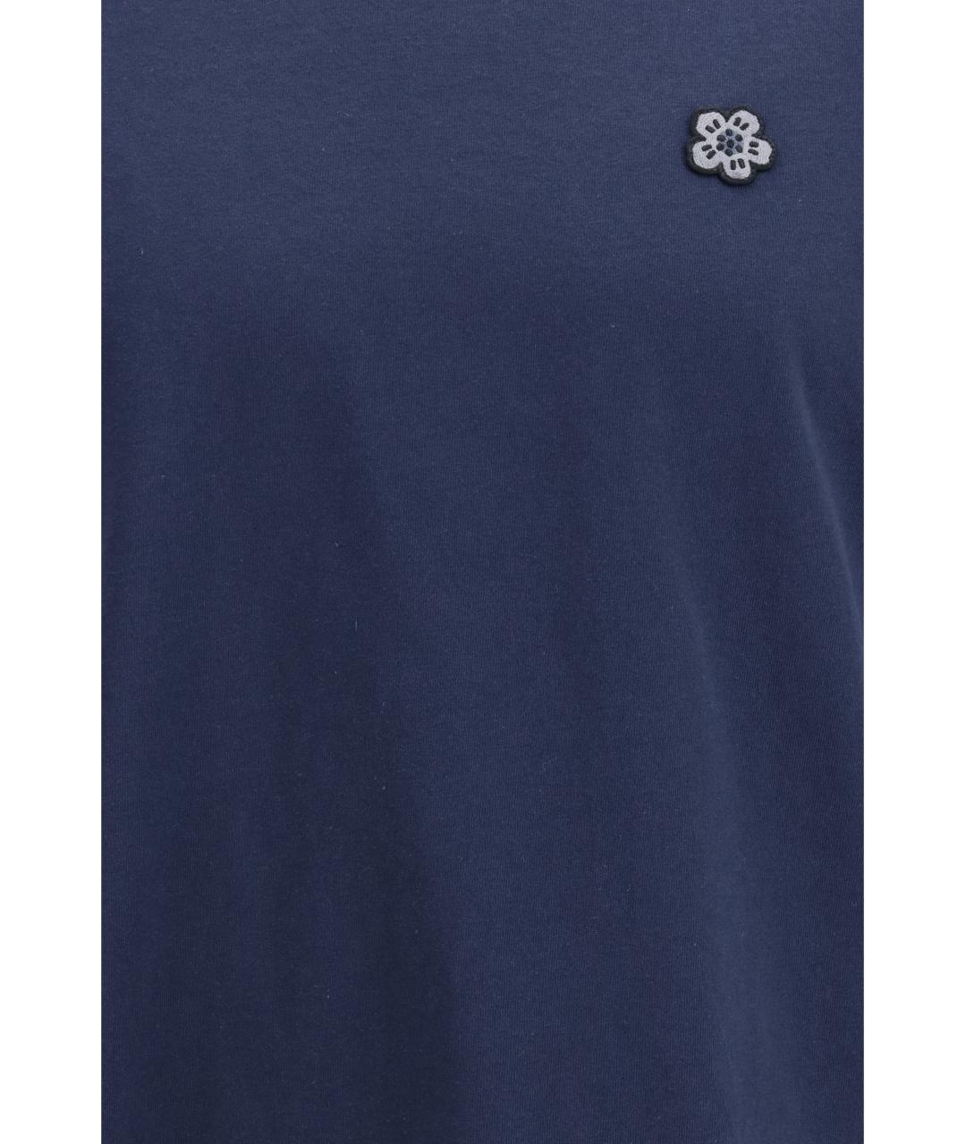 KENZO Темно-синяя хлопковая футболка, фото 3