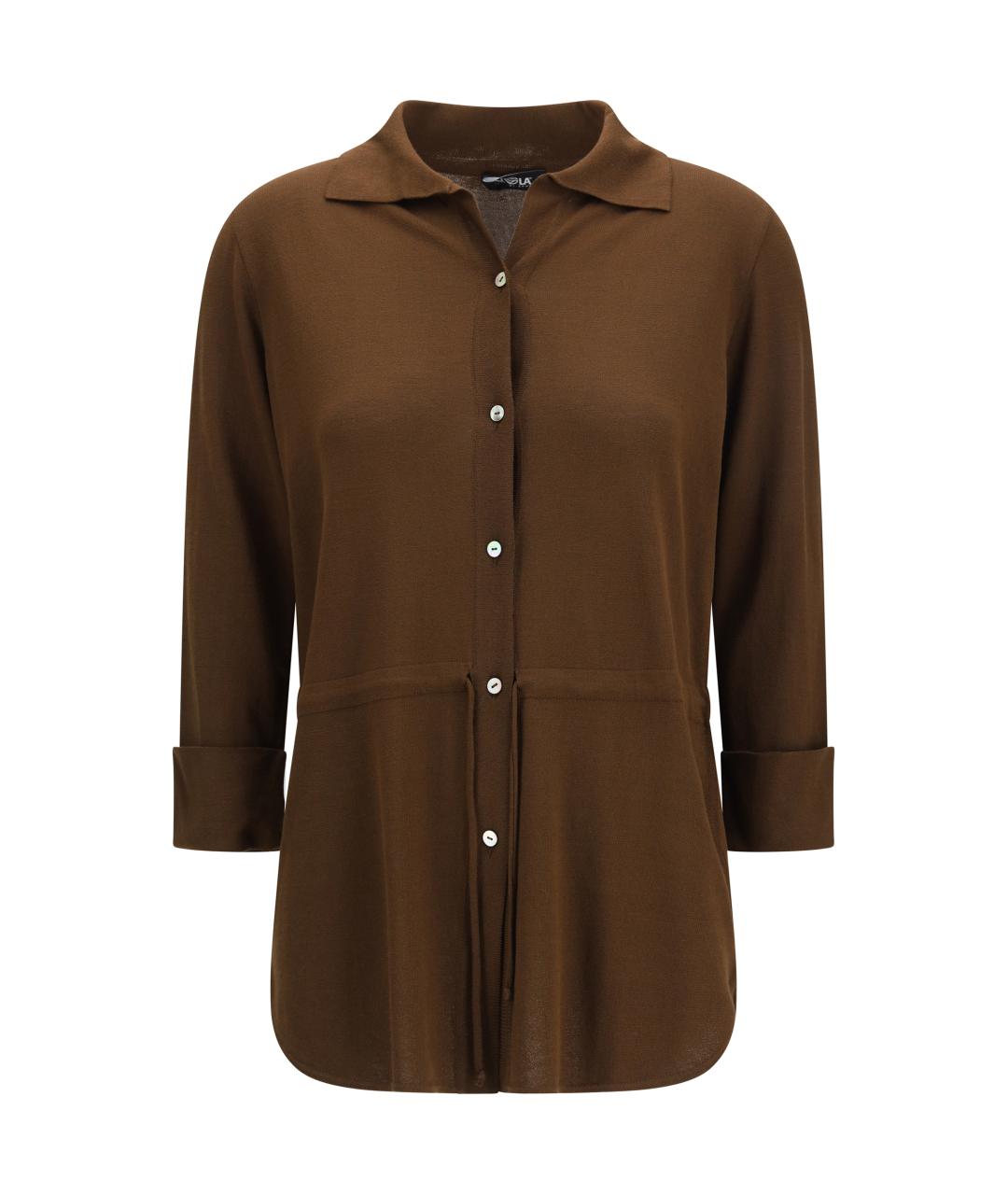 ELLA Коричневая вискозная рубашка, фото 1