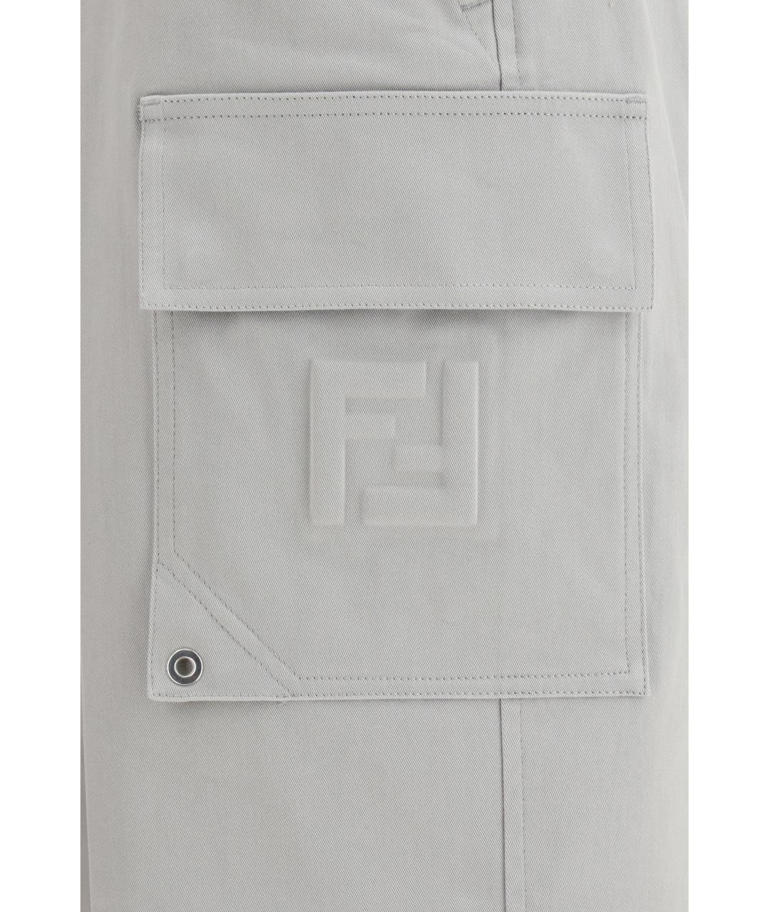 FENDI Серебряные хлопковые повседневные брюки, фото 3