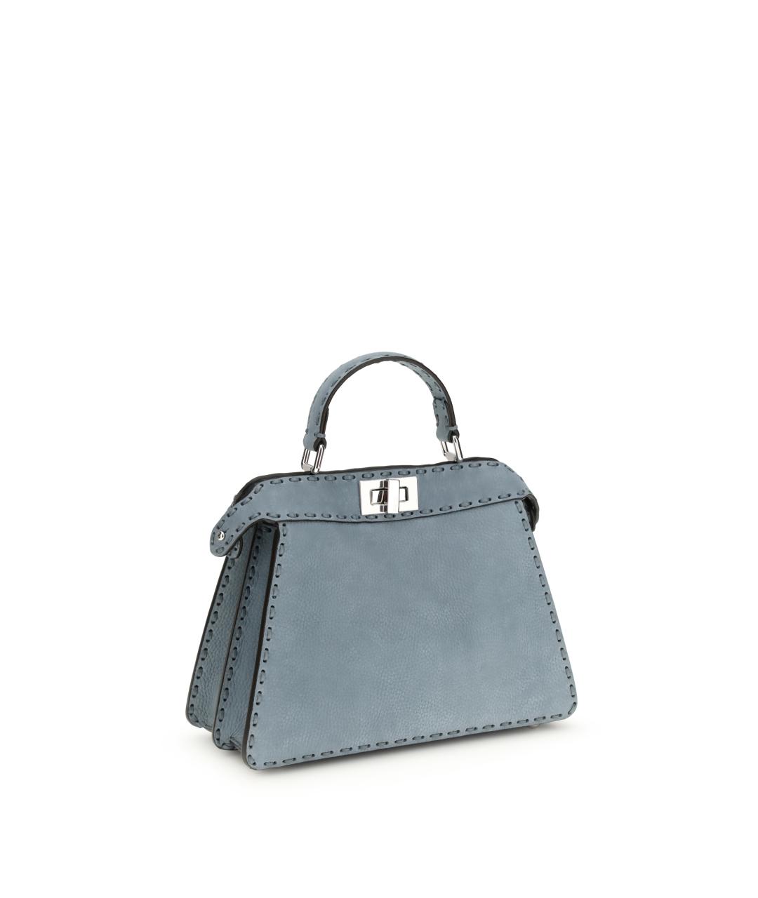 FENDI Голубая кожаная сумка тоут, фото 2