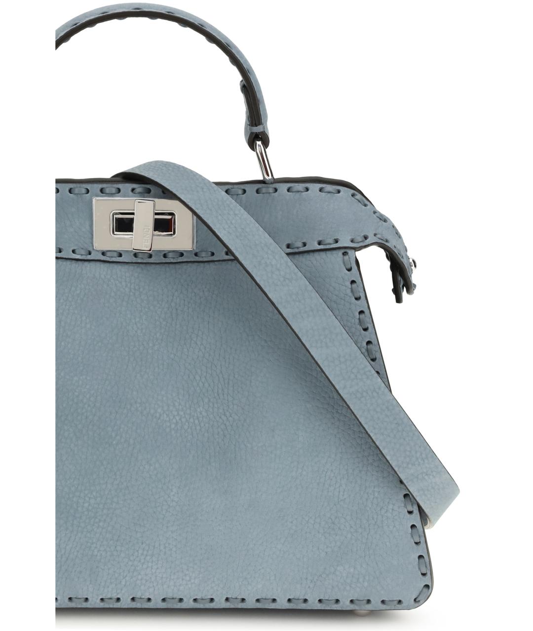 FENDI Голубая кожаная сумка тоут, фото 4