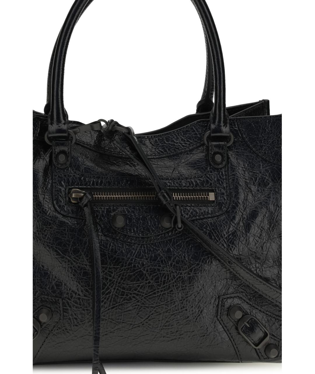 BALENCIAGA Черная кожаная сумка тоут, фото 4