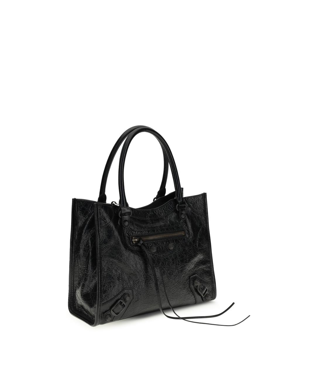 BALENCIAGA Черная кожаная сумка тоут, фото 2