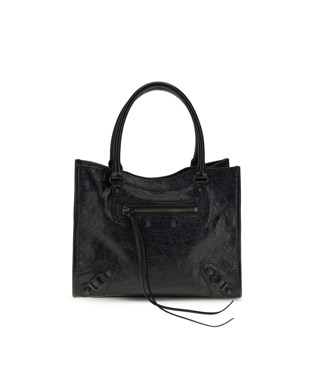 BALENCIAGA Черная кожаная сумка тоут, фото 1