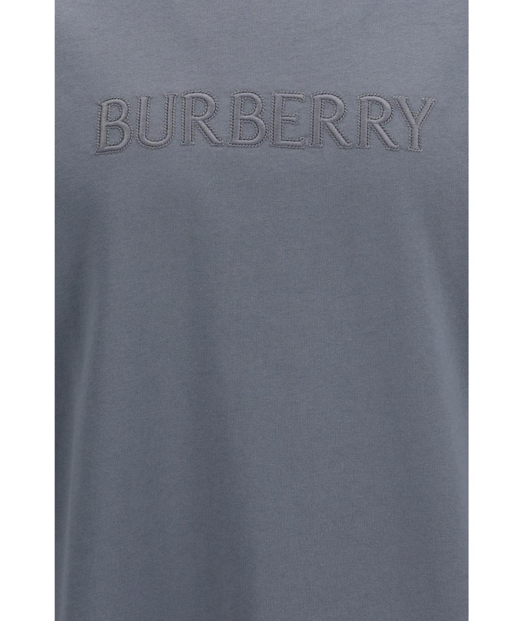 BURBERRY Серая хлопковая футболка, фото 3