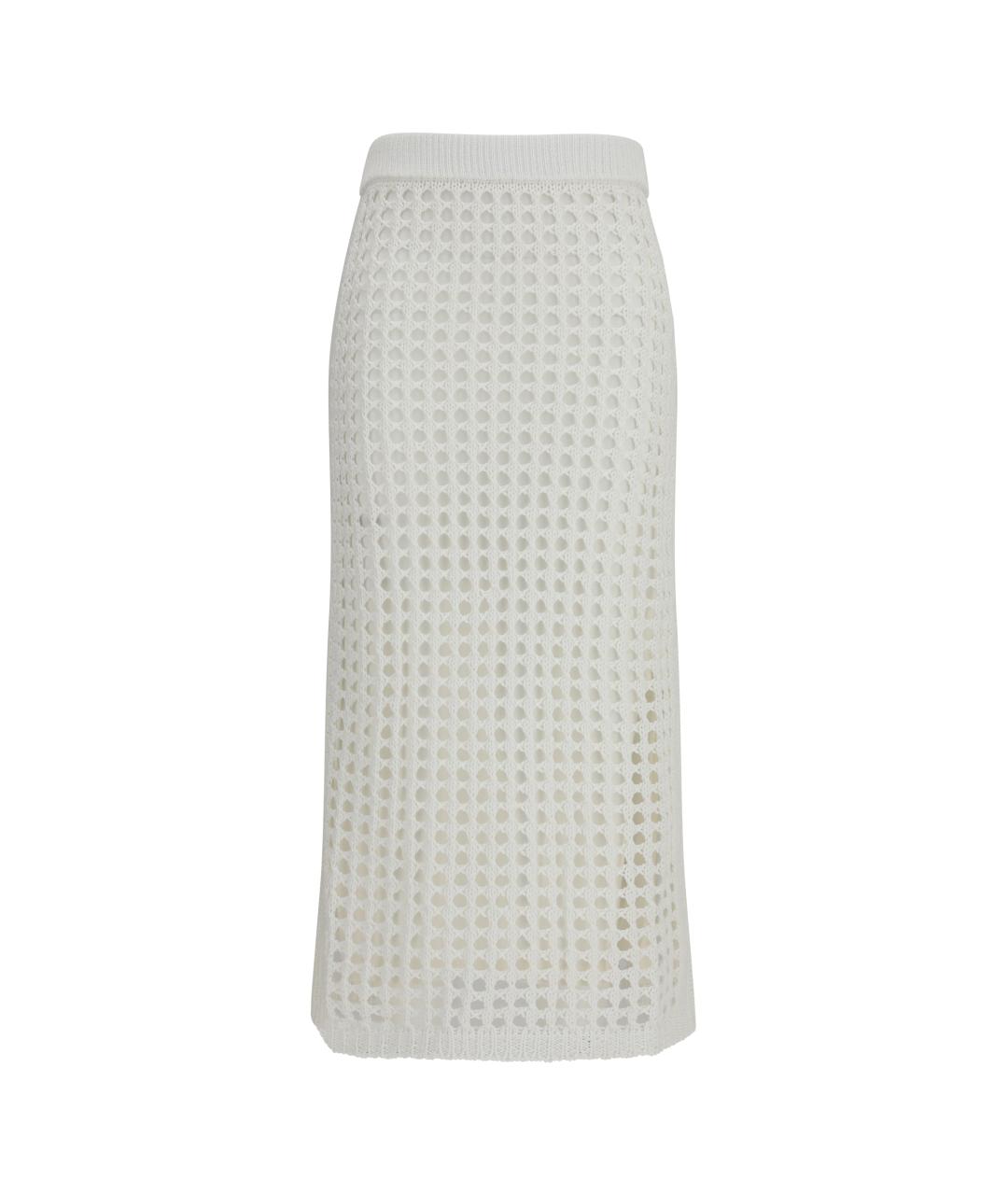 MAX MARA Белая хлопковая юбка миди, фото 1