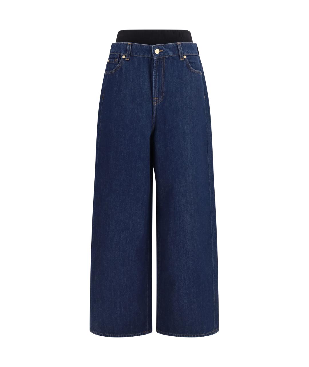 7 FOR ALL MANKIND Темно-синие хлопковые джинсы клеш, фото 1