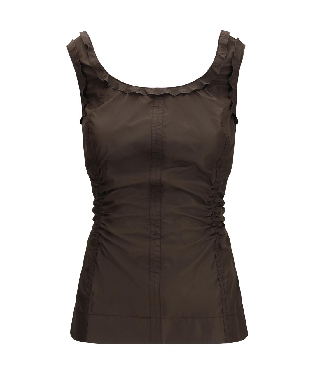 BOTTEGA VENETA Коричневая шелковая блузы, фото 1