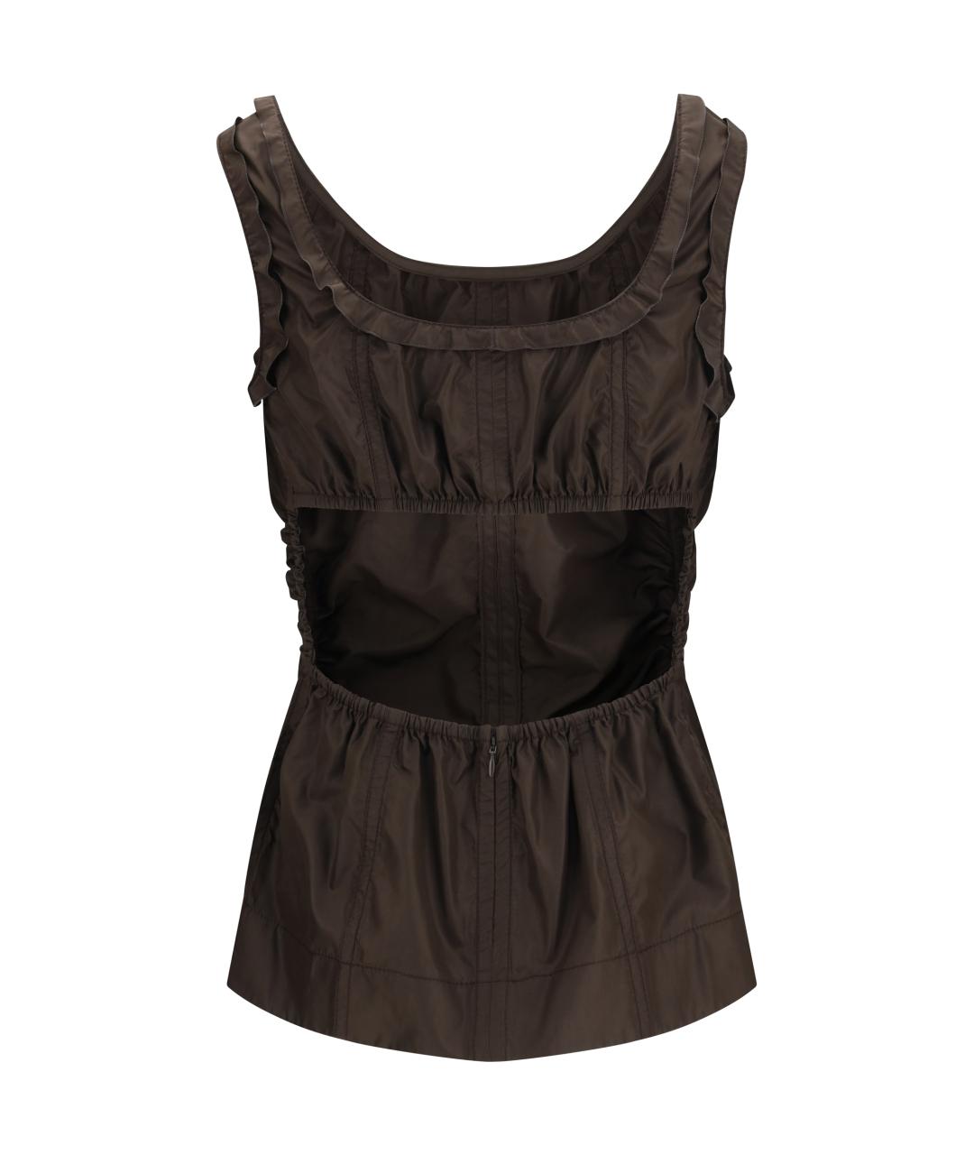 BOTTEGA VENETA Коричневая шелковая блузы, фото 2